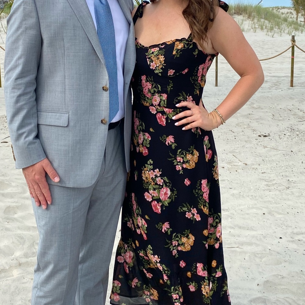 Reformation Black and Pink Floral Dress